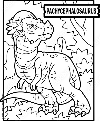 Prehistoric dinosaur pachycephalosaurus coloring page outline illustration vector