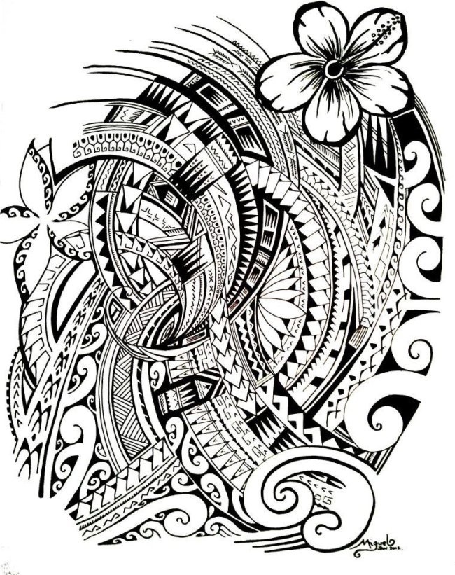 Art therapy coloring page tattoos polynesian tattoo