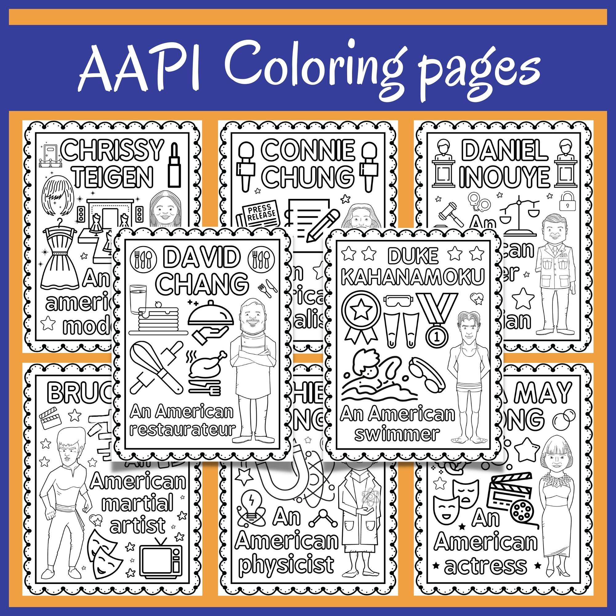 Aapi heritage month coloring pages activities famous aapi coloring pages made by teachers