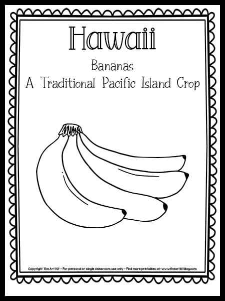 Hawaii bananas coloring page free printable â the art kit