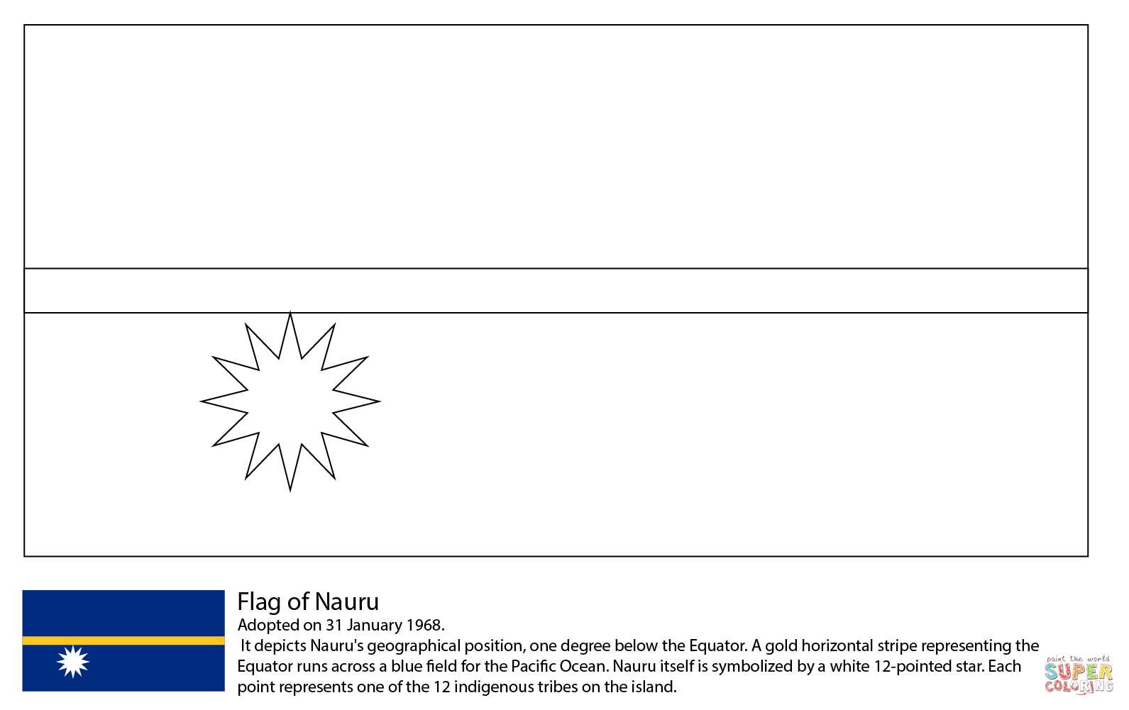 Flag of nauru coloring page free printable coloring pages