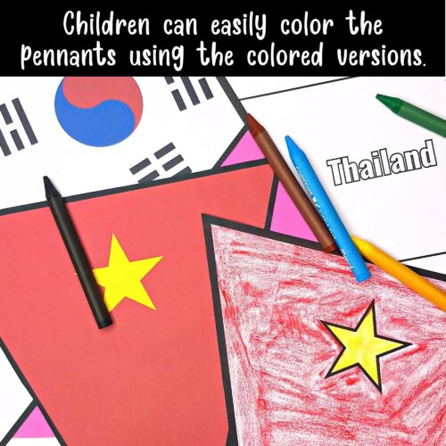 Asian pacific american heritage month countries flag pennants coloring pages made by teachers