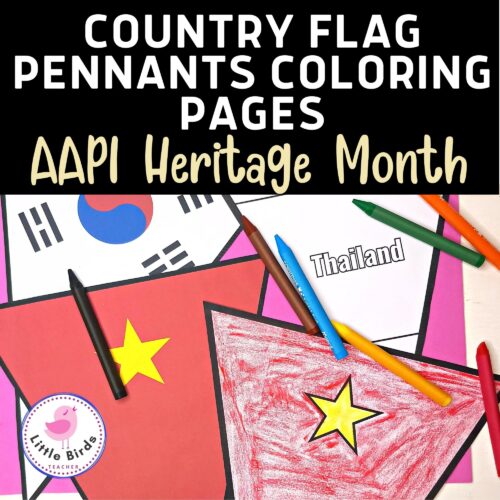 Asian pacific american heritage month countries flag pennants coloring pages made by teachers