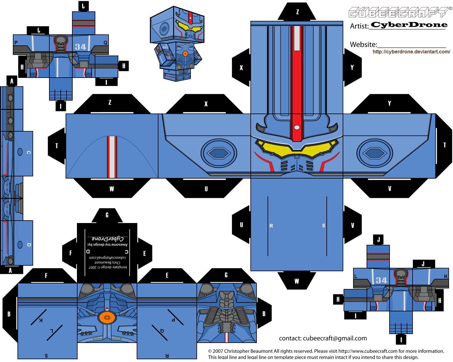 Gipsy danger from pacific rim paper toy free printable papercraft templates