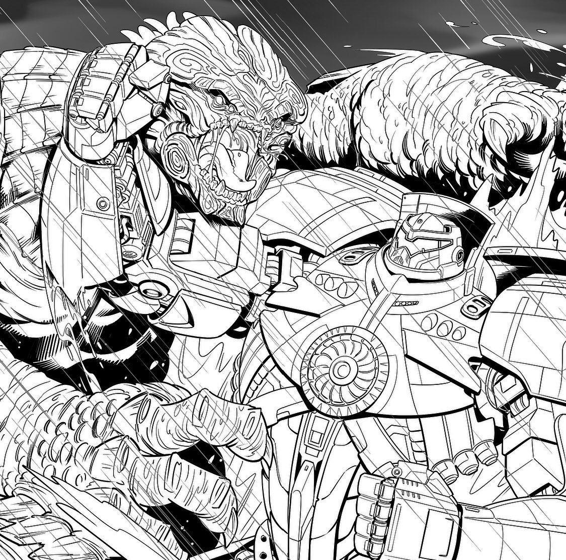 Kyle petchock art on x this monster of a piece took a while to ink but its ready for color next so excited about this one thanks so much guys and stay