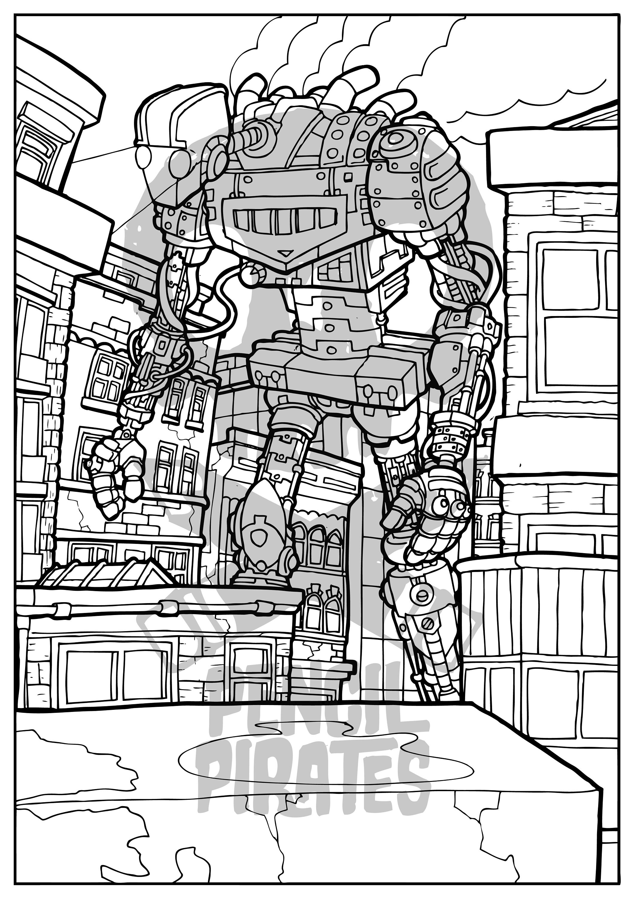 Hunter seeker robot adult colouring book page one page instant pdf