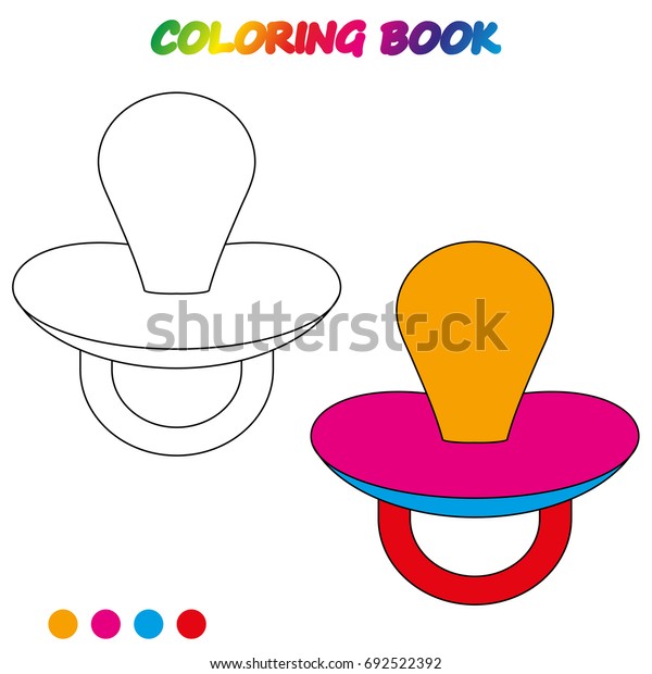 Pacifier baby coloring book worksheet game stock vector royalty free