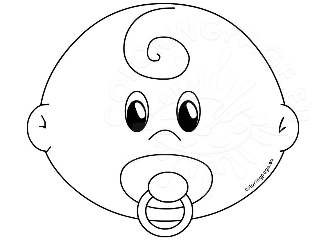 Baby face with pacifier template coloring page
