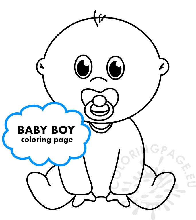 Baby boy with pacifier coloring page