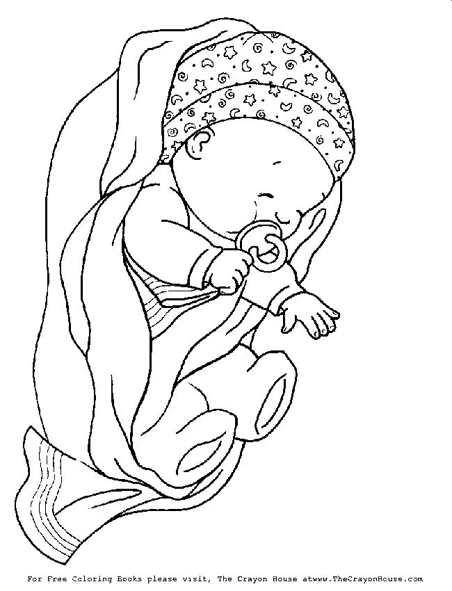 Newborn baby wrapped in blanket with pacifier baby coloring pages coloring pages for boys coloring pages