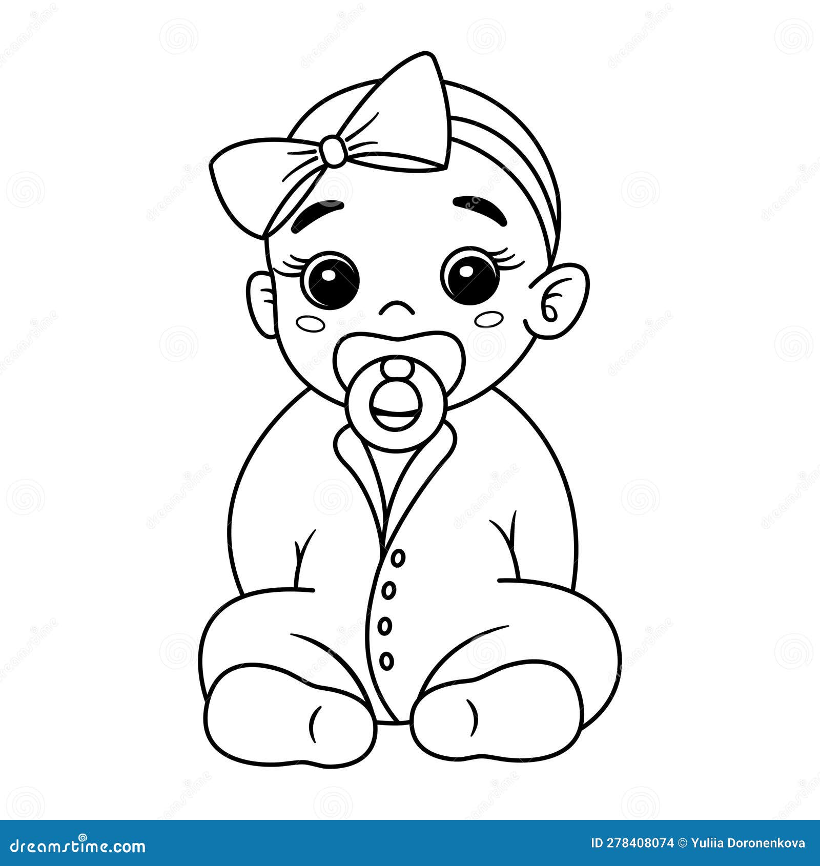 Little girl for coloring page stock vector