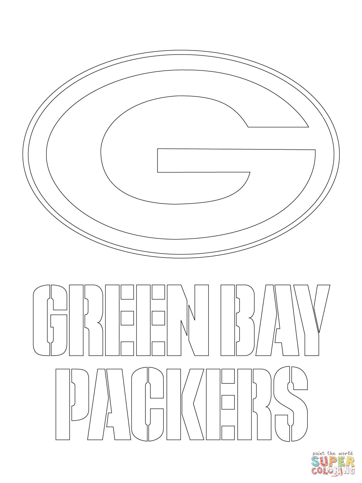 Green bay packers logo coloring page free printable coloring pages