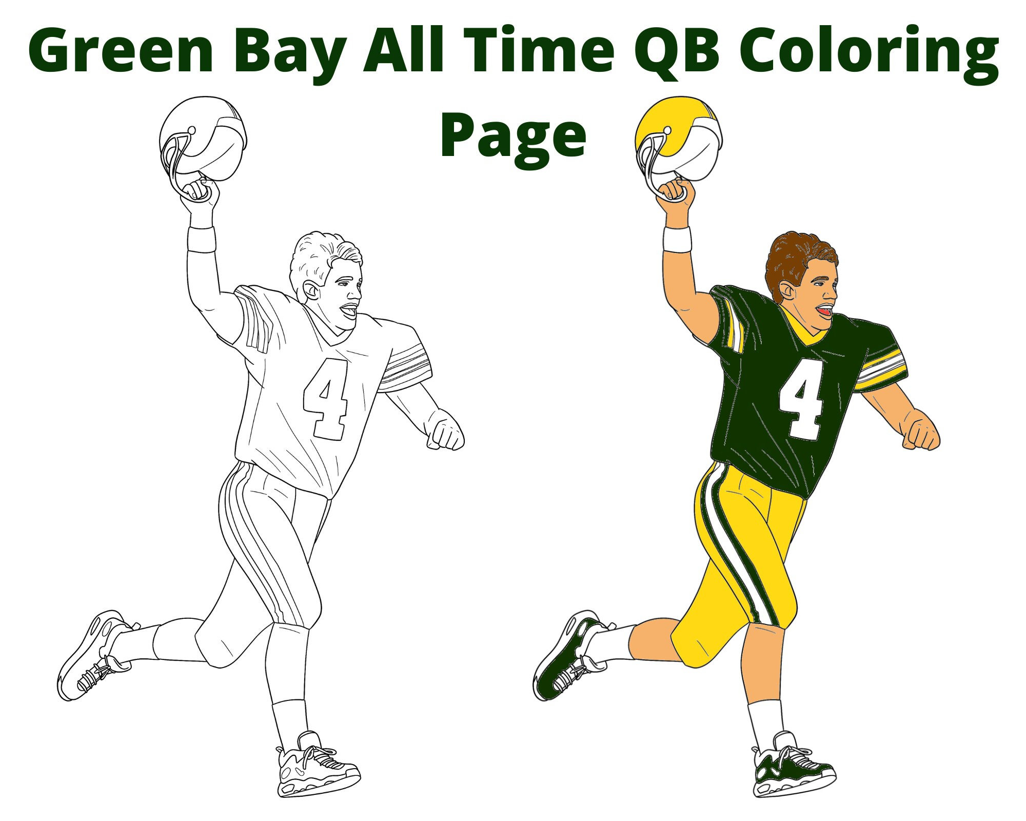 Green bay all time qb color page instant download