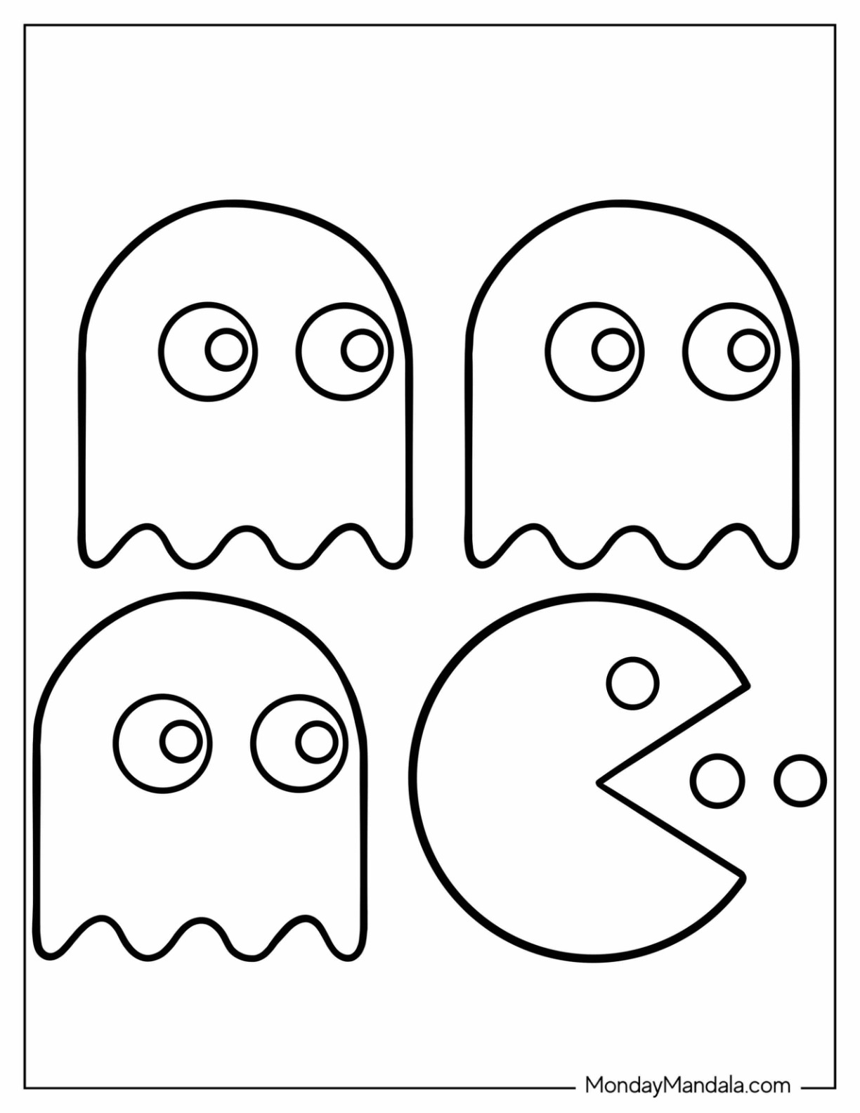 Pac man coloring pages free pdf printables