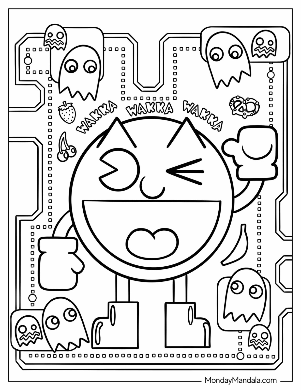 Pac man coloring pages free pdf printables
