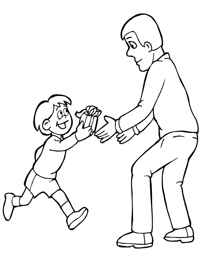 Fathers day coloring page boys gift to dad