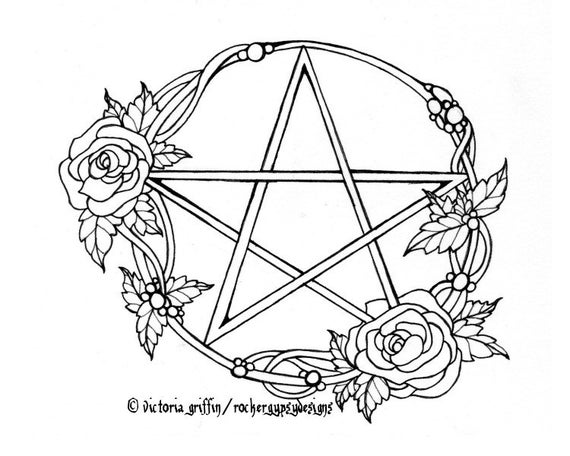 Digital download pentacle coloring page wiccan coloring page printable coloring page pagan art wiccan art wicca art colouring page