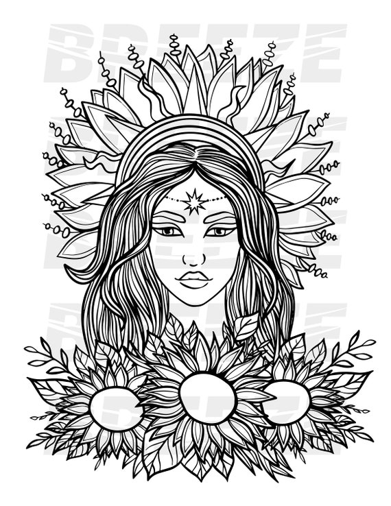 Printable norse pagan coloring page sunna download now