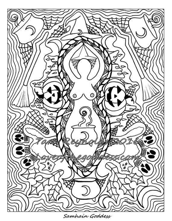 Samhain art coloring page halloween art goddess art pagan art