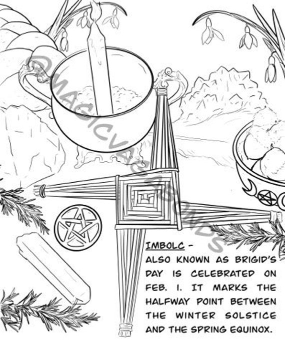 Imbolc download printable coloring page downloadable pagan brigids day witchcraft witch wheel of the year druid druidry celtic welsh gaelic