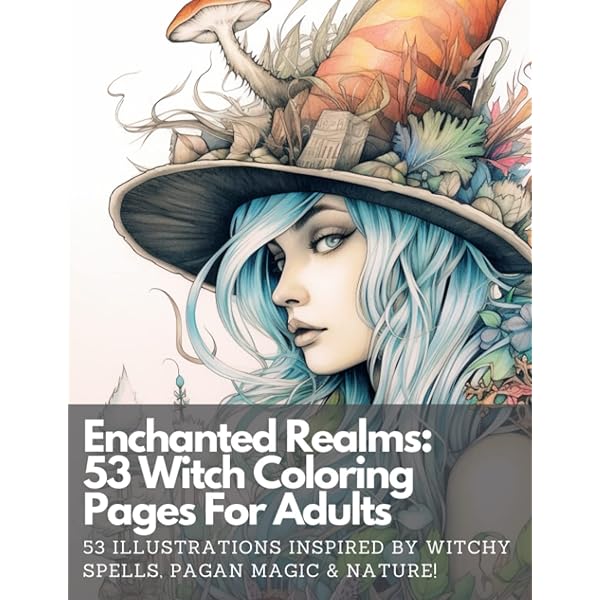 Enchanted realms beautiful witches coloring pages for adults coloring pages for stress relief and mindfulness for all skill levels featuring enchanted realms adult coloring books fairchild lily books