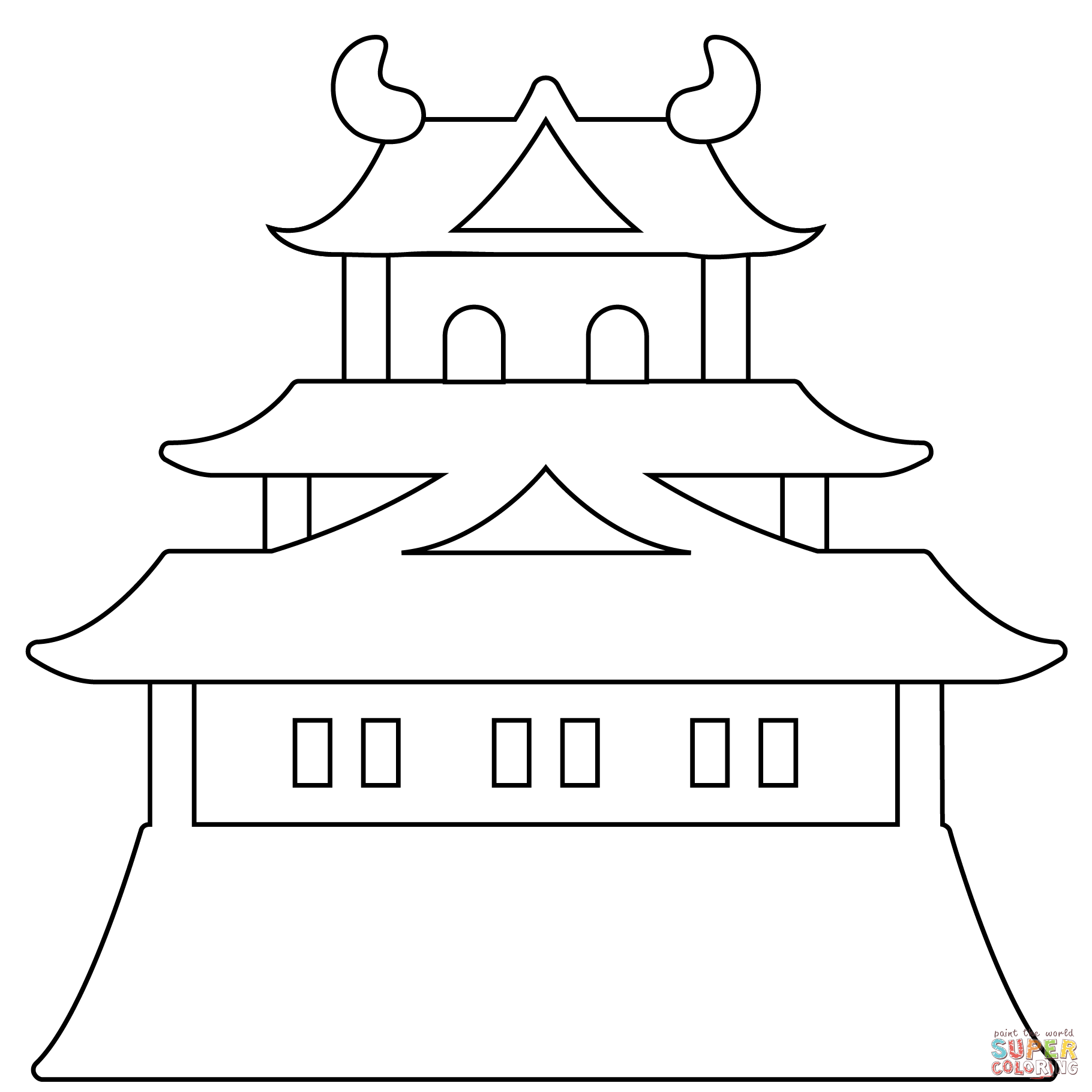 Japanese castle emoji coloring page free printable coloring pages