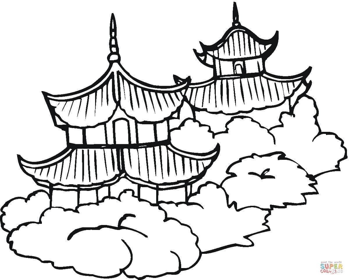 Pagodas coloring page free printable coloring pages