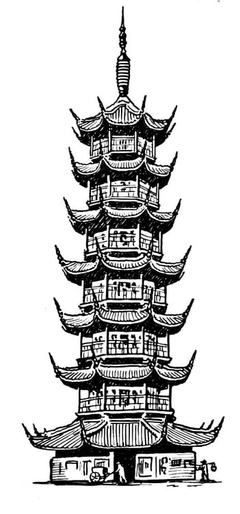 Coloring page pagoda