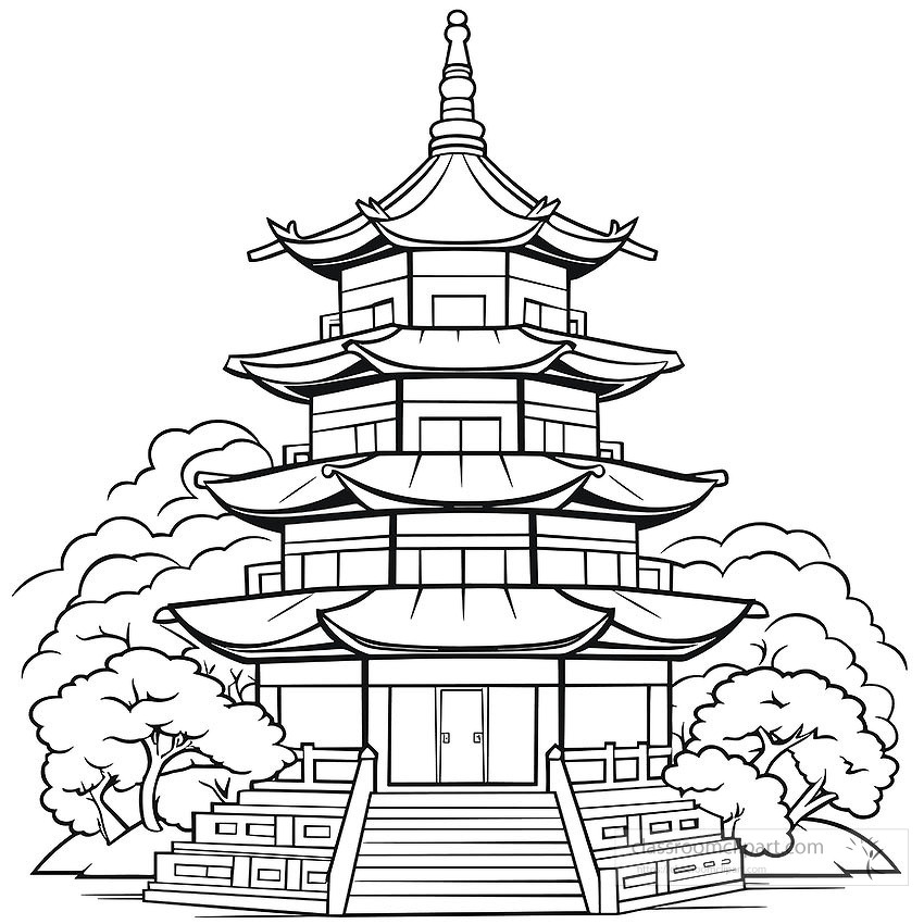 Places and buildings outline clipart