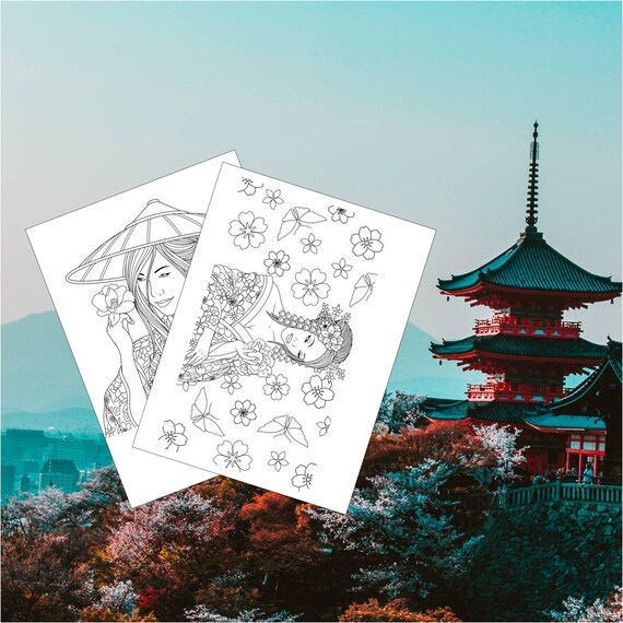 Japan coloring book for kids japanese coloring pages japanese coloring book coloring books for kids and adults coloring book pdf