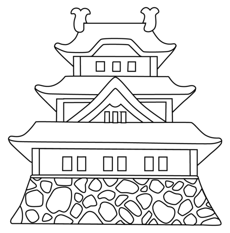 Japanese castle emoji coloring page free printable coloring pages