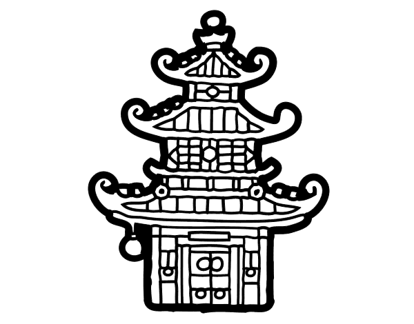 Chinese pagoda coloring page