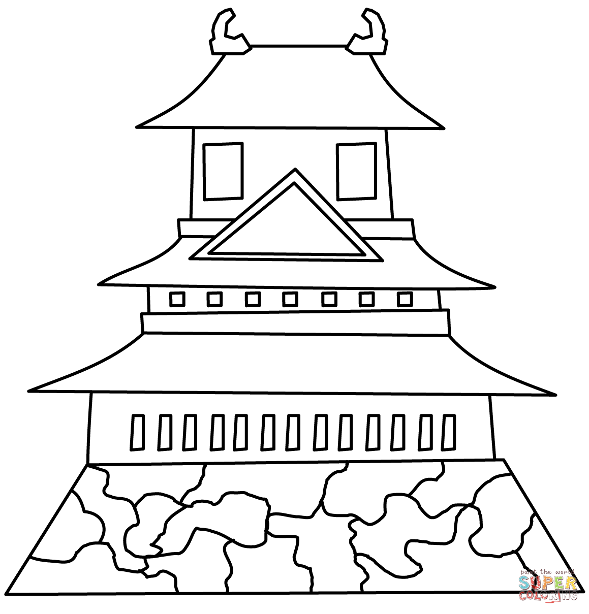 Castle pagoda coloring page free printable coloring pages