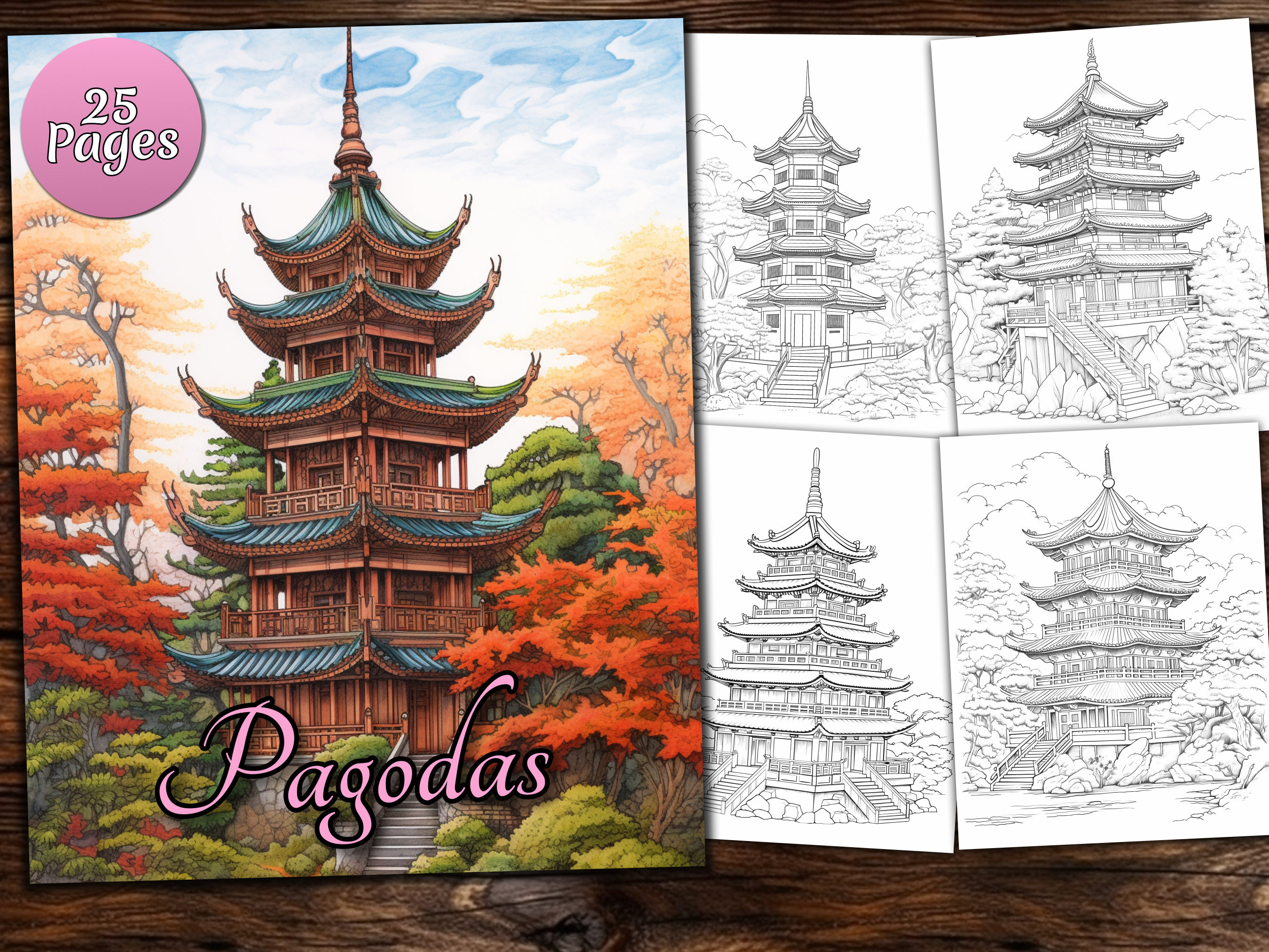 Pagoda coloring page