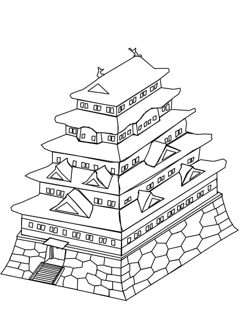 Japanese pagoda coloring page