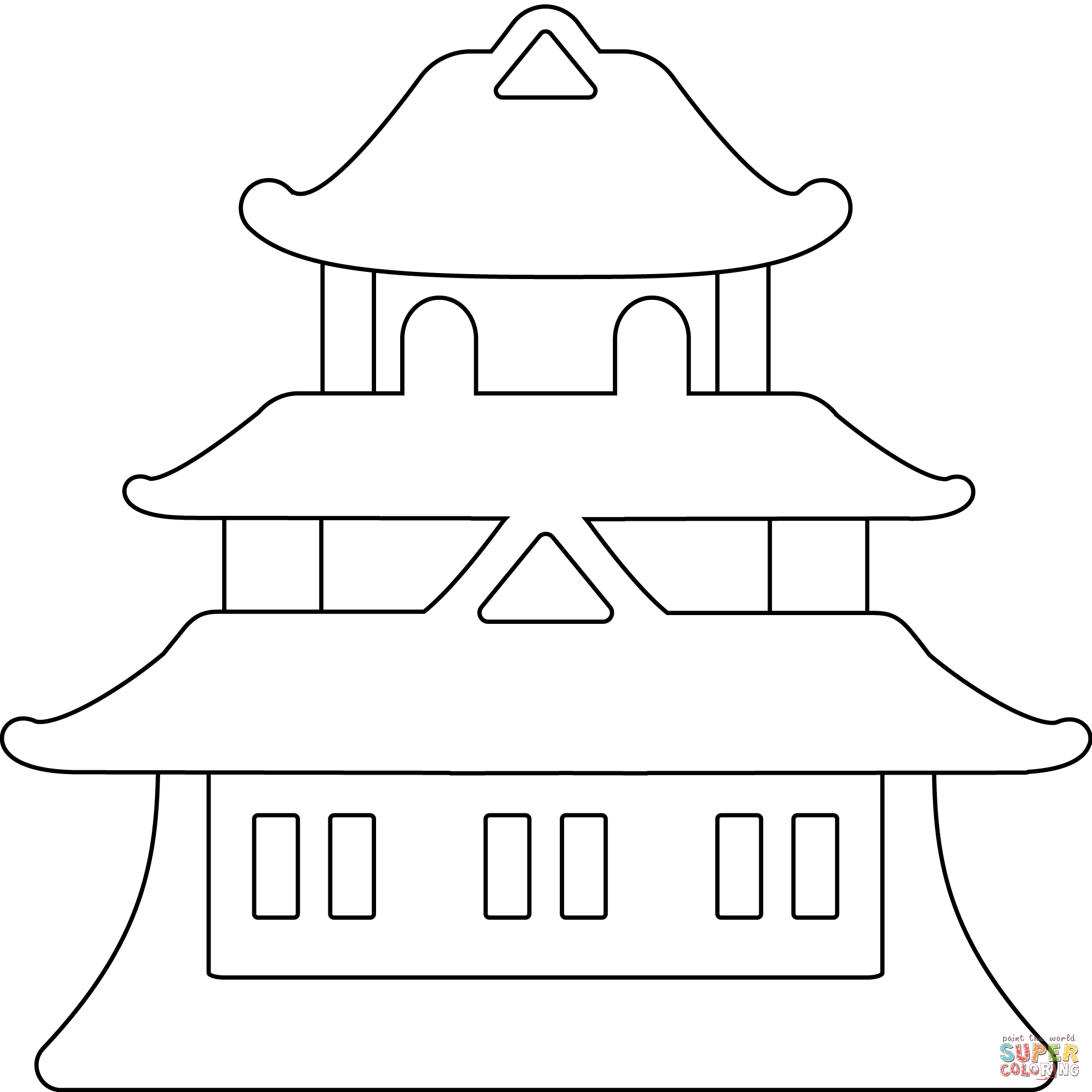 Japanese castle emoji coloring page free printable coloring pages