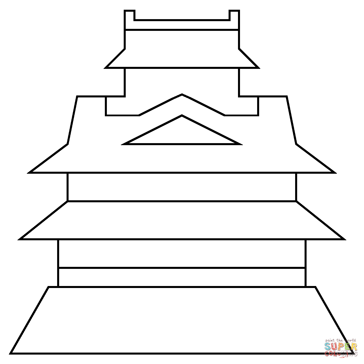 Japanese castle emoji coloring page free printable coloring pages