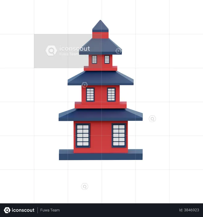 Pagoda d illustration download in png obj or blend format