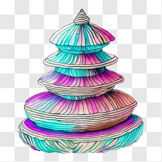 Download colorful pagoda stack for mindfulness and wellbeing png online