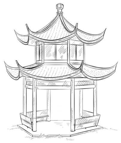 Chinese pagoda coloring page free printable coloring pages