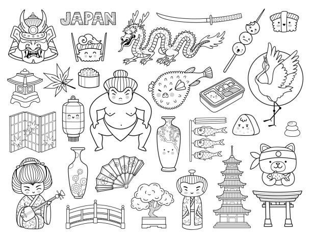 Kawaii sushi doodle stock illustrations royalty