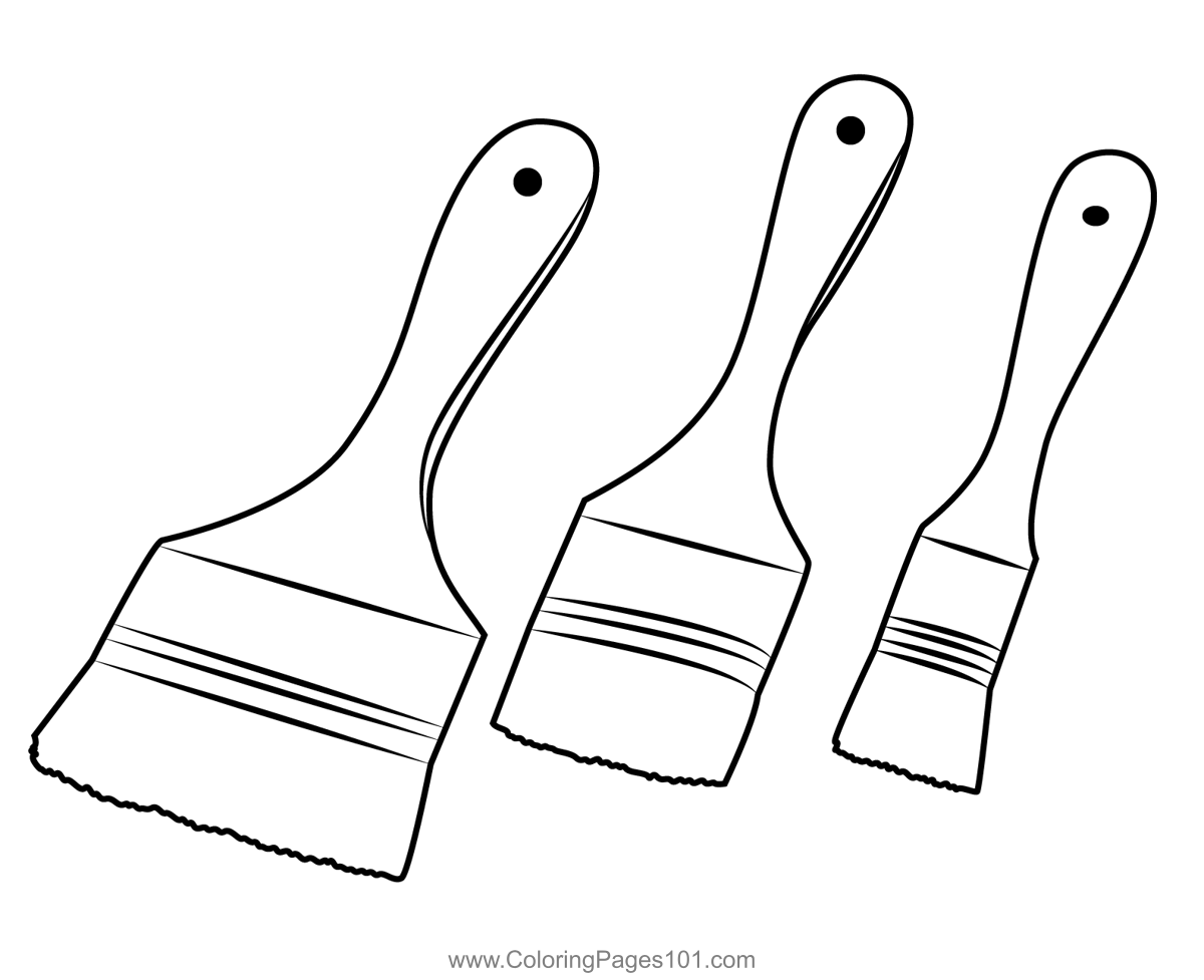 Paint brushes coloring page for kids