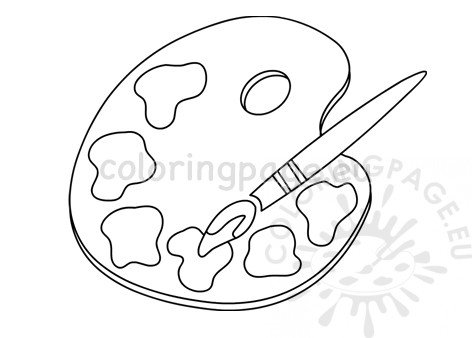 Paint brush with palette pdf coloring page