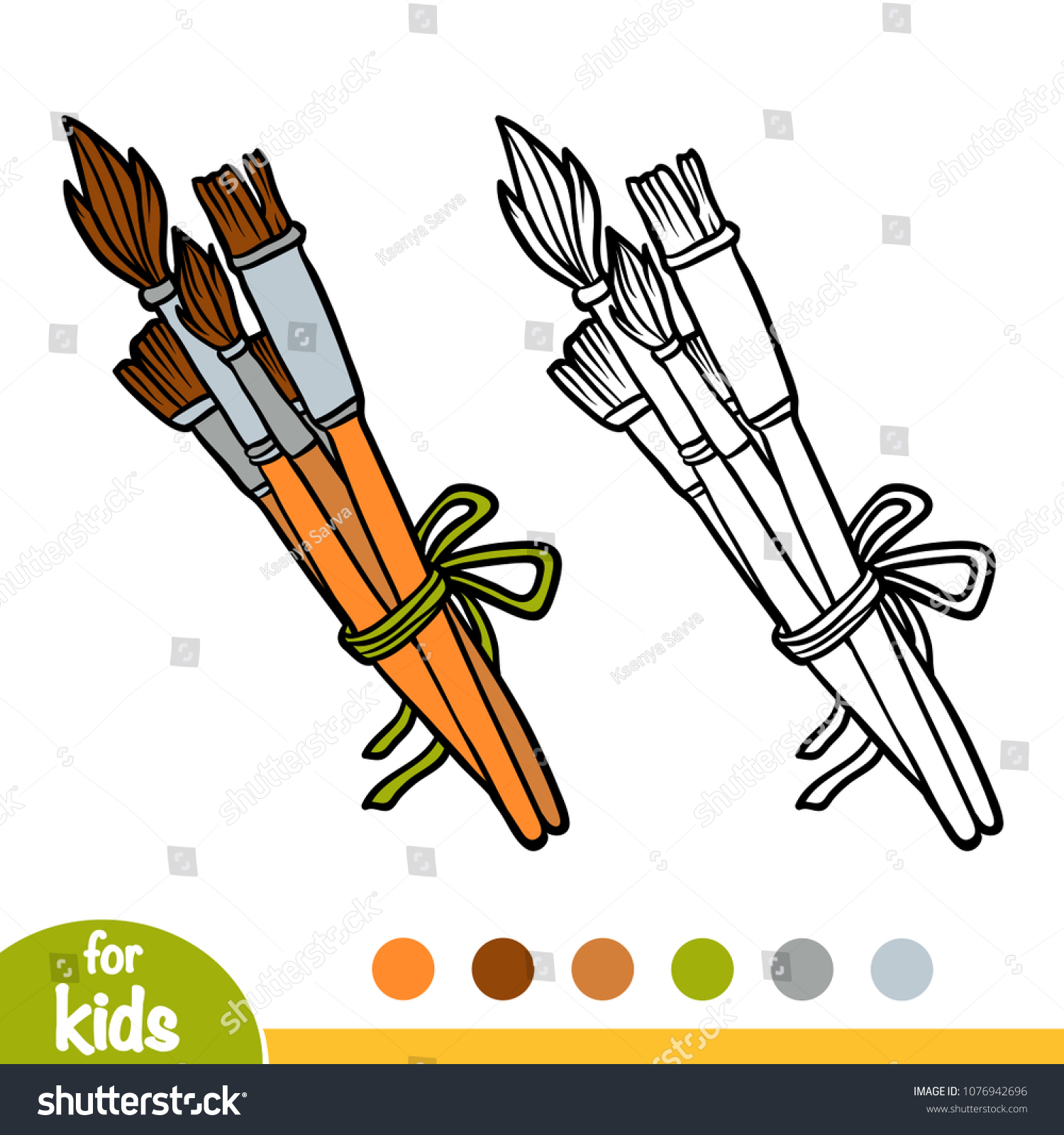 Coloring book children set paint brushes stock vector royalty free