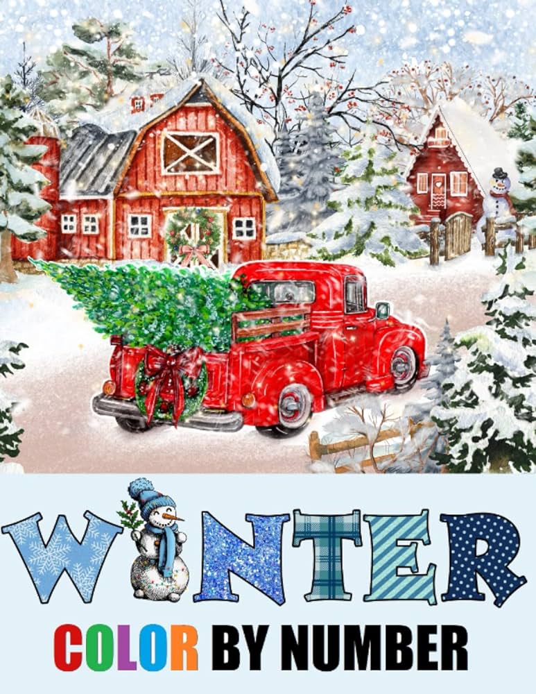 Winter color by number adult coloring book large print color by numbers of winter scenes christmas for adults seniors and teens rivers ivy books