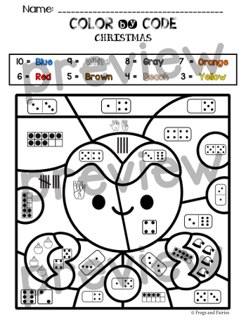 Christmas color by code number sense â frogs and fairies