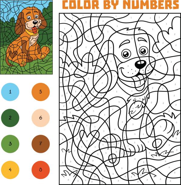 Color by number for children dog stock illustration