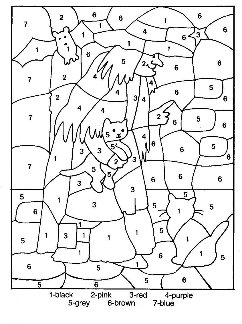 Free printable color by number coloring pages