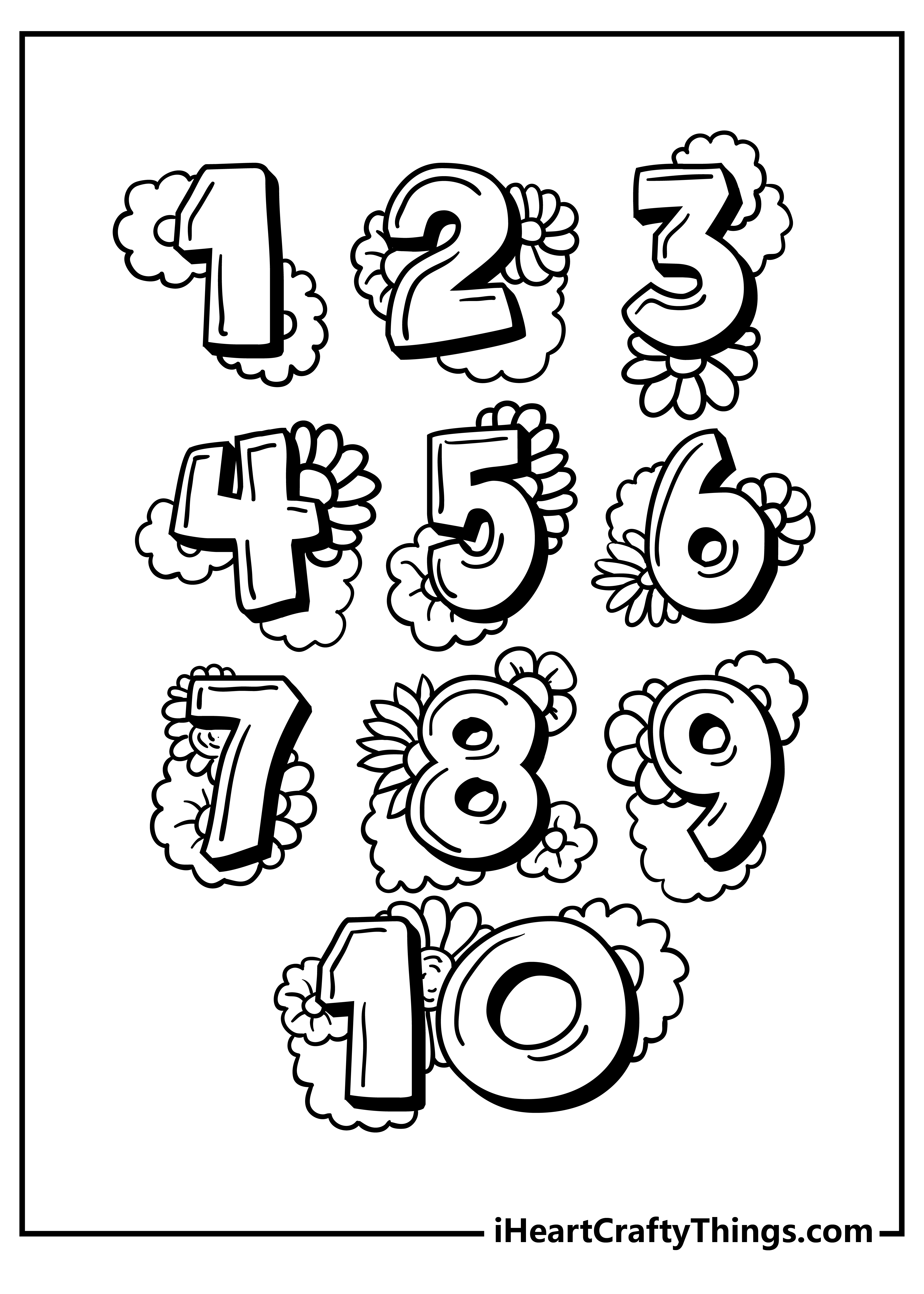 Number coloring pages free printables