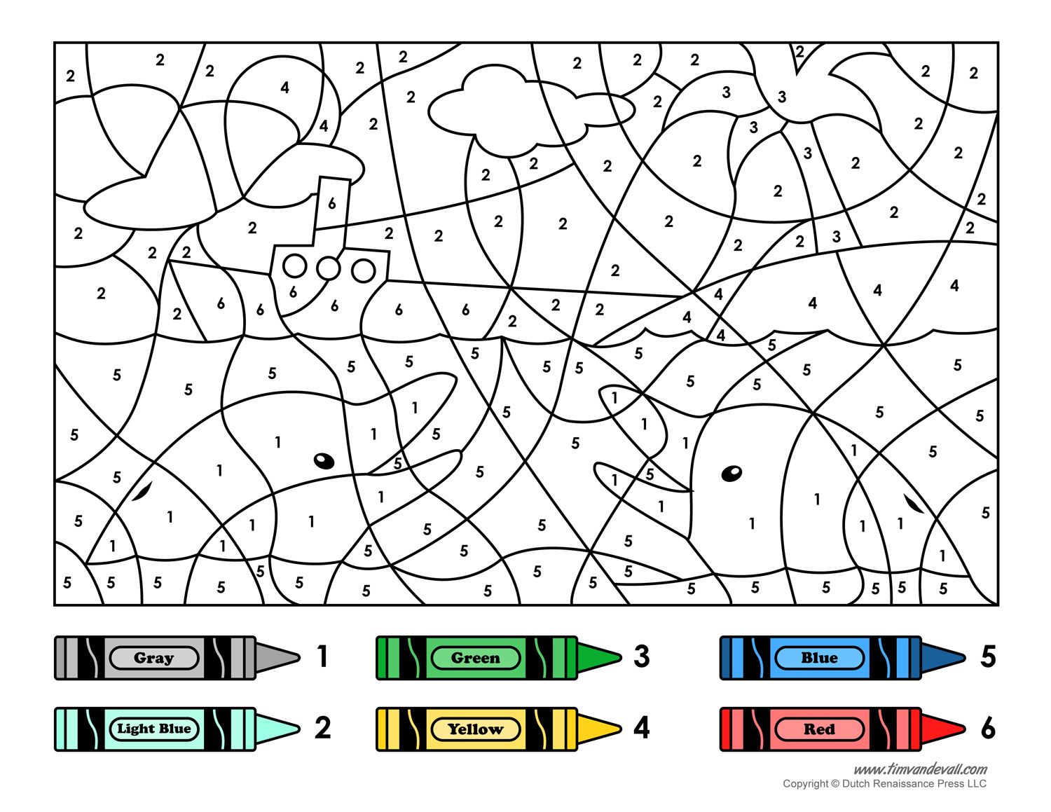 Free printable color by number coloring pages